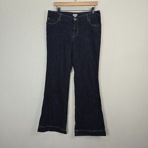 J Jill Jeans Womens 10 Blue Dark Wash Stretch Denim Flare Leg Casual Hippie Boho